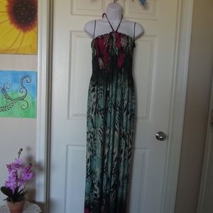 C.O.C. Tropical Cheetah Design Maxi Dress